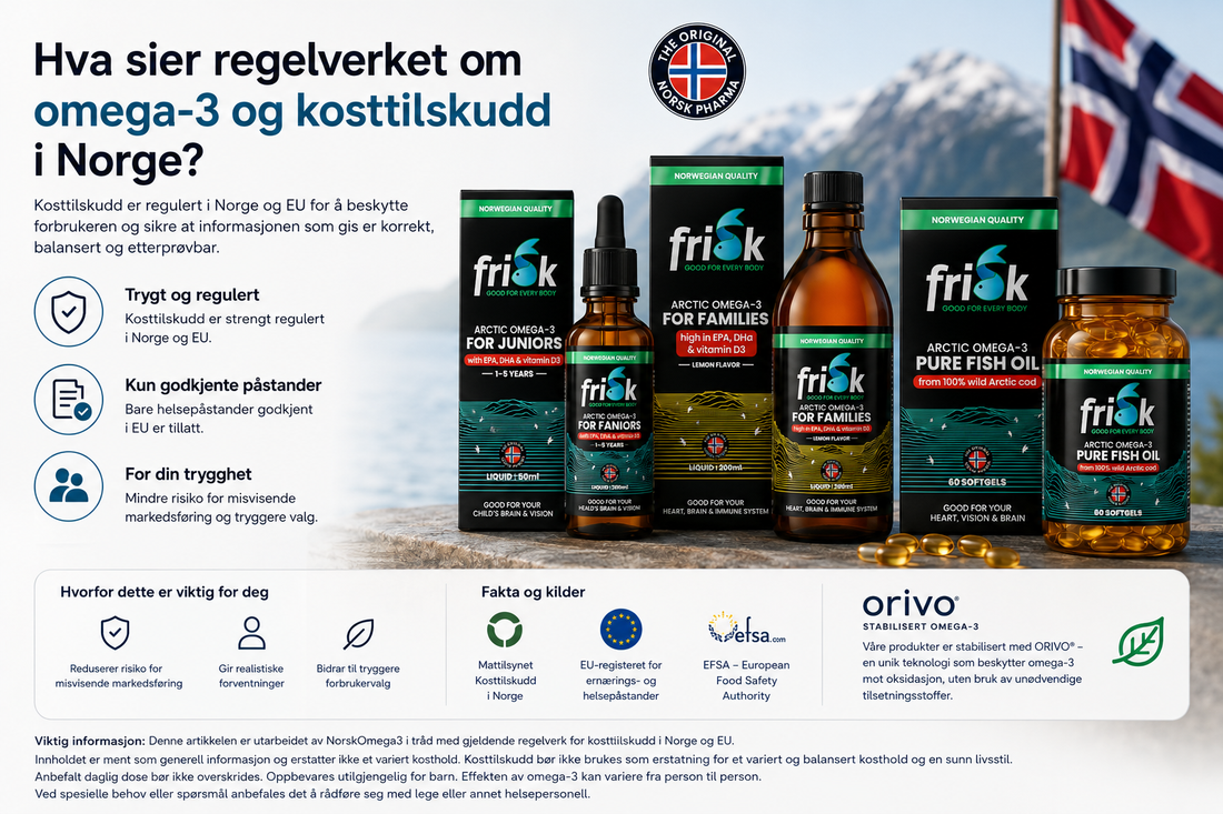 Hva sier regelverket om omega-3 og kosttilskudd i Norge?