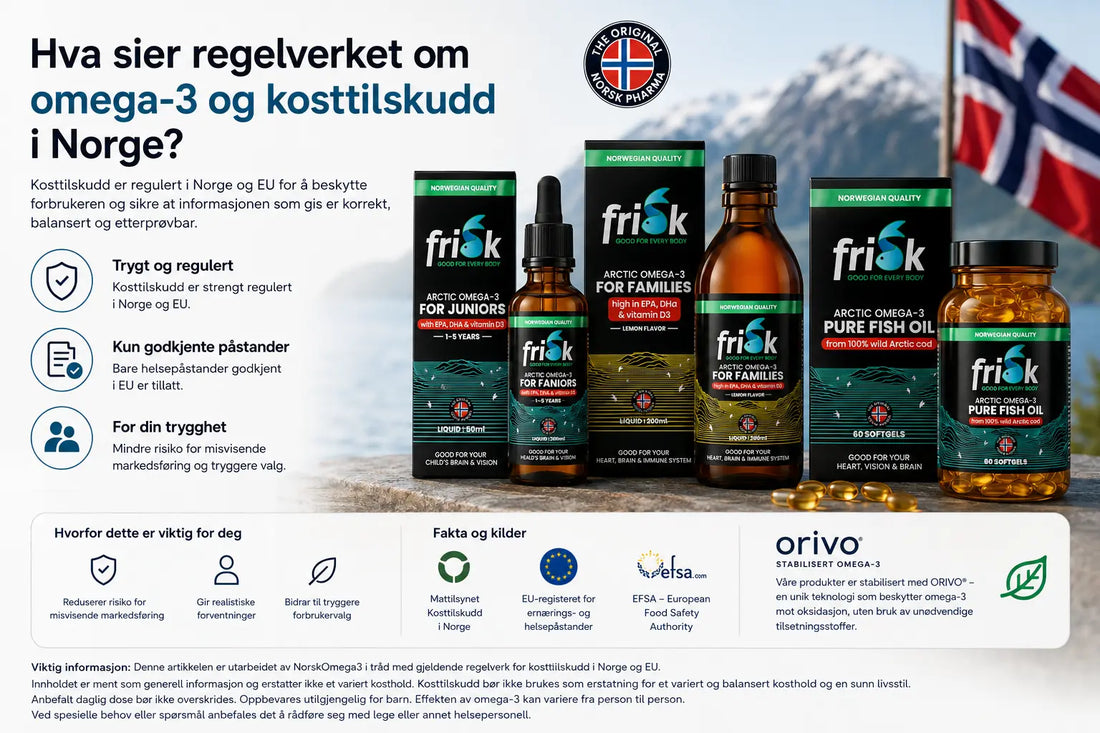 Hva sier regelverket om omega-3 og kosttilskudd i Norge? Norskomega3.no