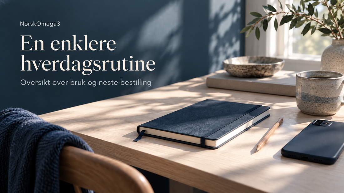 Notatbok og telefon med teksten «En enklere hverdagsrutine».