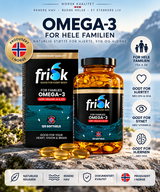 Frisk Omega-3 for hele familien - Norsk Omega-3 - 120 Softgels