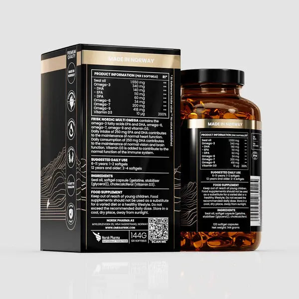 Frisk Nordic MULTI OMEGA (Omega-3,6, 7 & 9) ( Kapsler ) Norskomega3.no