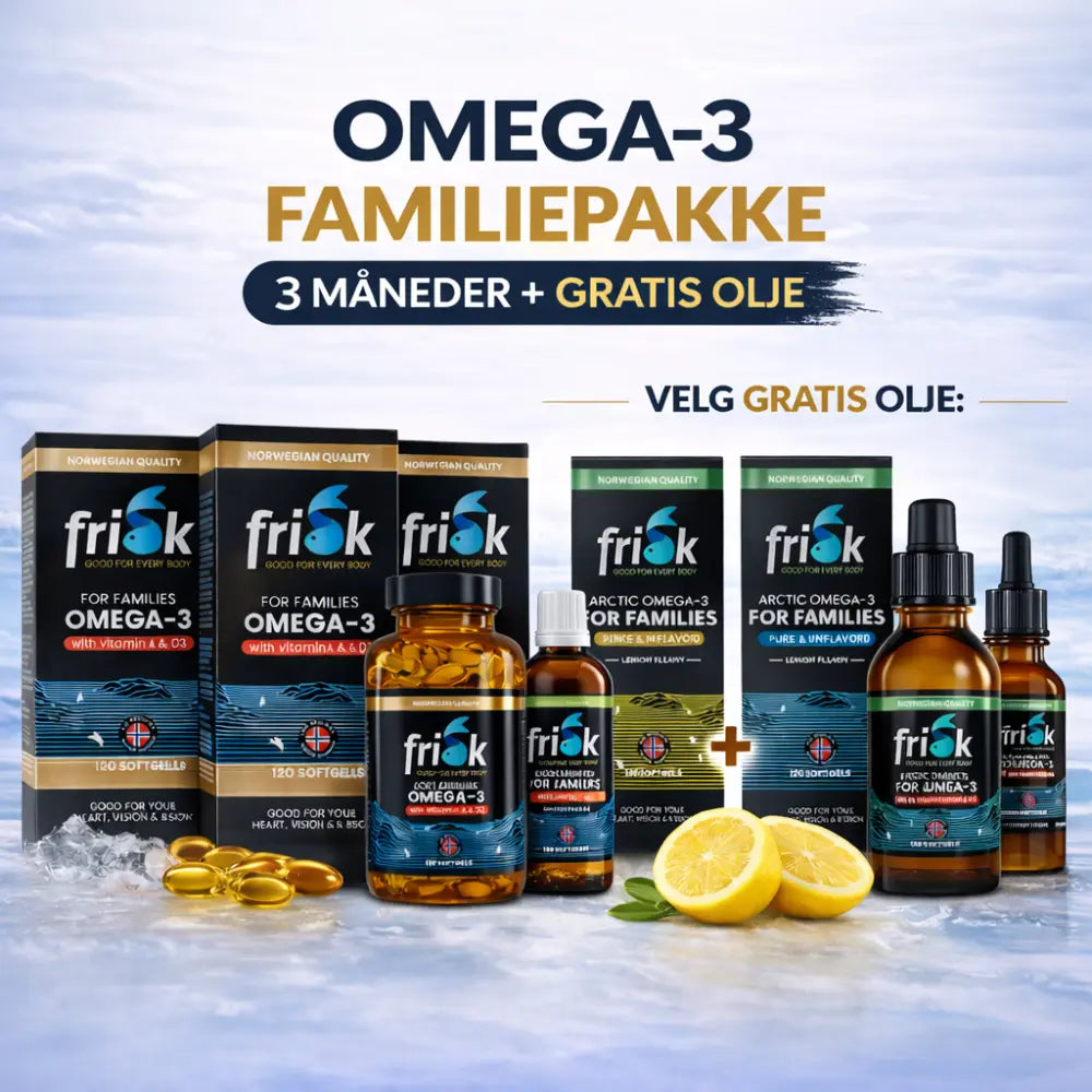 Omega-3 Familiepakke - 3 måneder + gratis olje Norskomega3.no