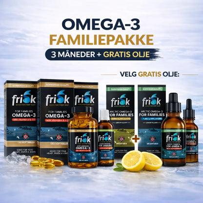 Omega-3 Familiepakke - 3 måneder + gratis olje Norskomega3.no