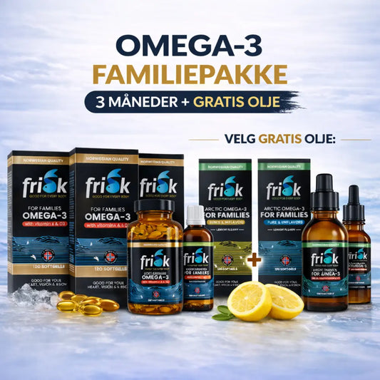 Omega-3 Familiepakke - 3 måneder + gratis olje Norskomega3.no